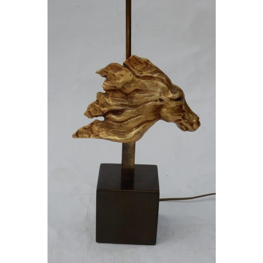 1970′ Lampe Décor De Tête De Cheval Bronze Doré DLG Duval Brasseur Non Signée | Biron 1970′ Lampe Décor De Tête De Cheval Bronze Doré DLG Duval Brasseur Non Signée