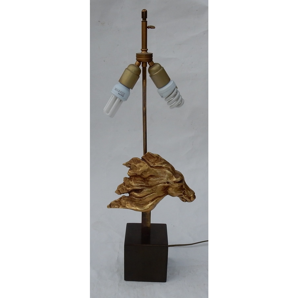 1970′ Lampe Décor De Tête De Cheval Bronze Doré DLG Duval Brasseur Non Signée | Biron 1970′ Lampe Décor De Tête De Cheval Bronze Doré DLG Duval Brasseur Non Signée