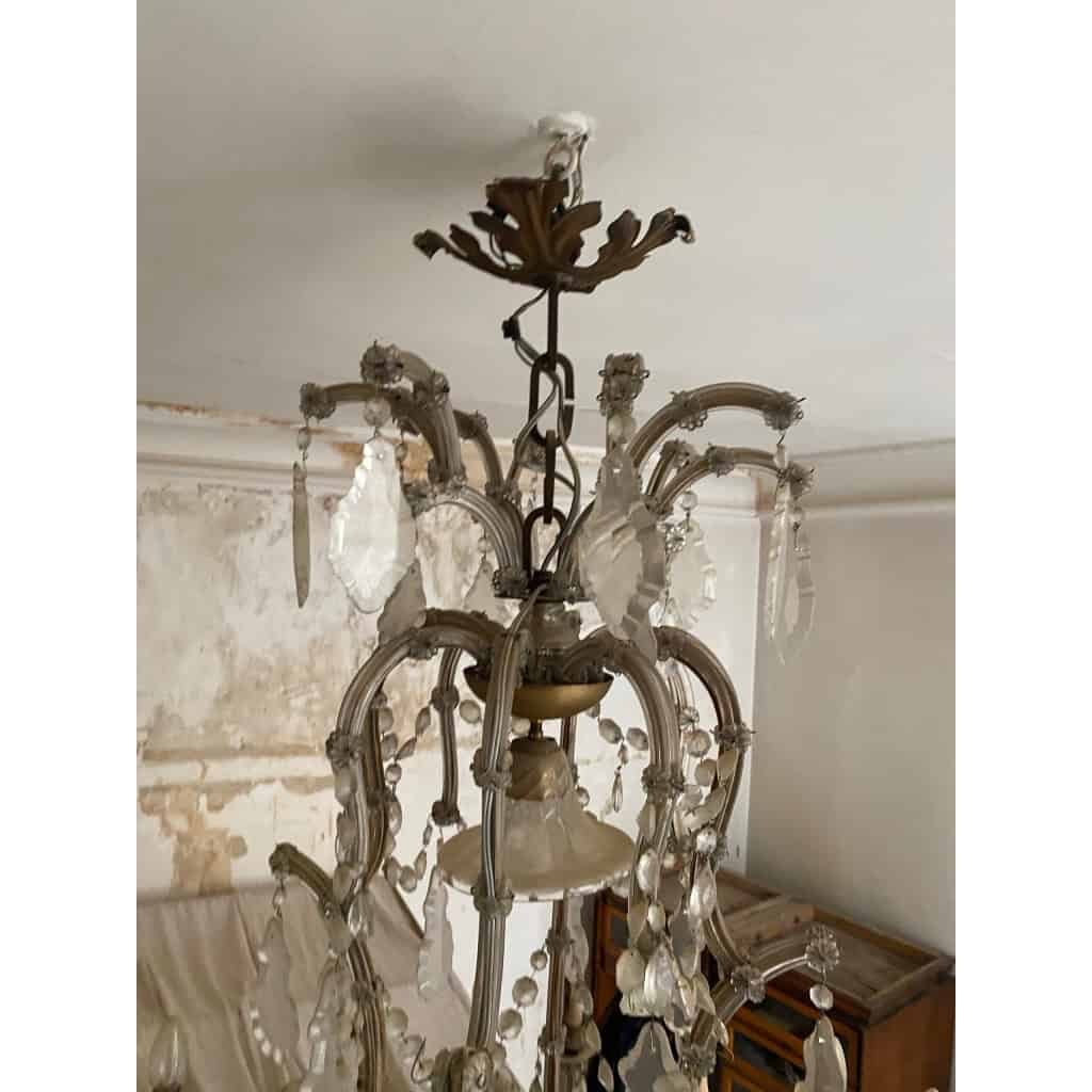 1900′ Lustre Cage 21 Lumiéres Marie Thérèse en Cristal de Bohème | Biron 1900′ Lustre Cage 21 Lumiéres Marie Thérèse en Cristal de Bohème