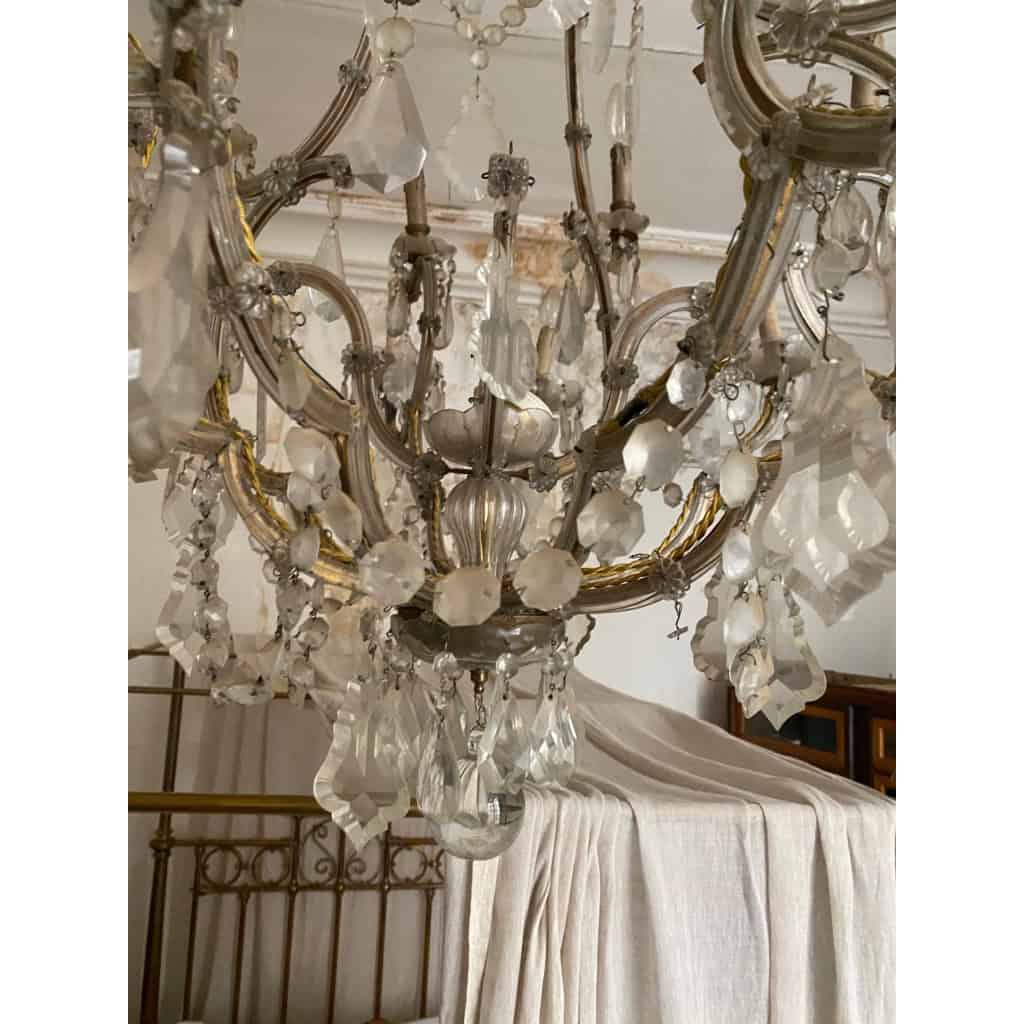1900′ Lustre Cage 21 Lumiéres Marie Thérèse en Cristal de Bohème | Biron 1900′ Lustre Cage 21 Lumiéres Marie Thérèse en Cristal de Bohème