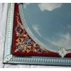 1880/1900′ Miroir Venise Rectangulaire à Fronton Avec Cadre en Verre Orné de Fleurs Emaillées Fond Rouge