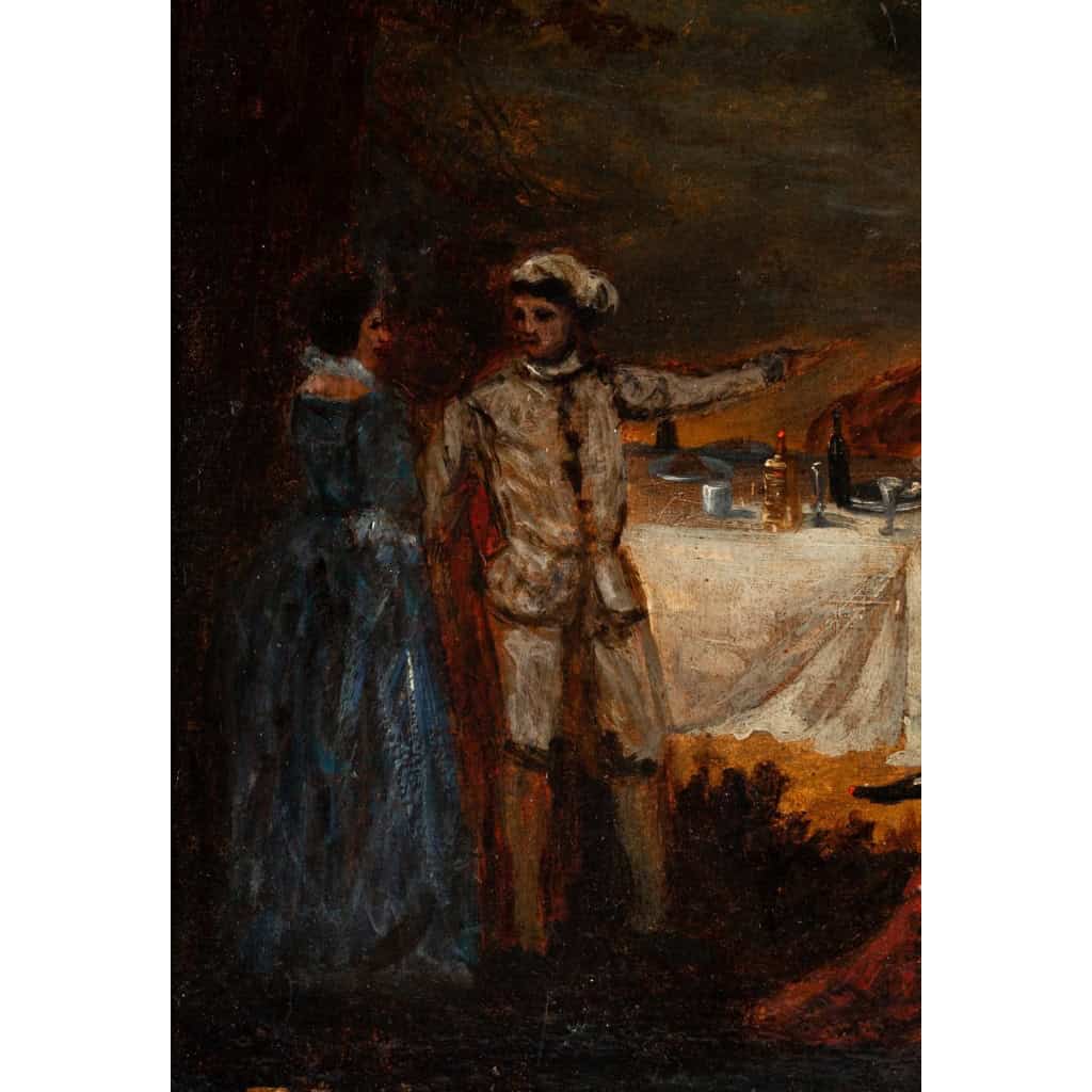 École Française du XVIIIème siècle - Banquet Champêtre huile sur toile vers 1750