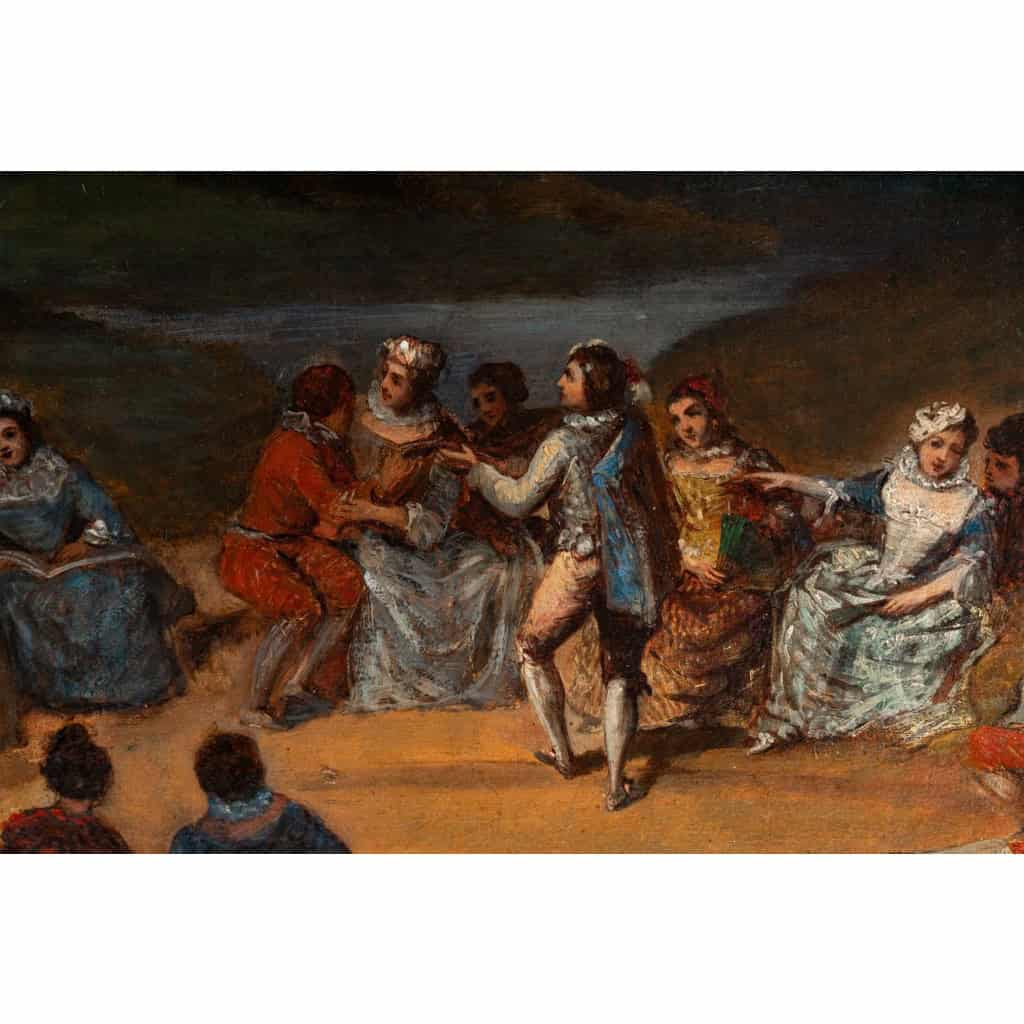 École Française du XVIIIème siècle - Banquet Champêtre huile sur toile vers 1750