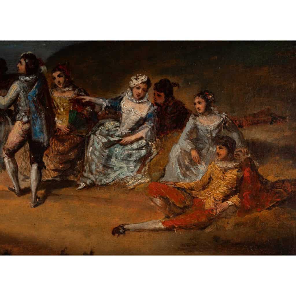 École Française du XVIIIème siècle - Banquet Champêtre huile sur toile vers 1750
