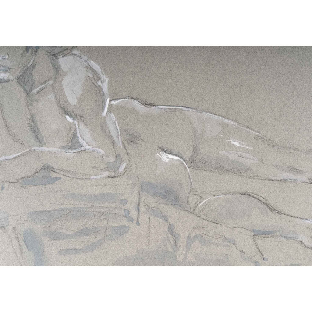 Dessin au crayon et aquarelle sur papier représentant un homme allongé, XXème siècle. | Biron Dessin au crayon et aquarelle sur papier représentant un homme allongé, XXème siècle.