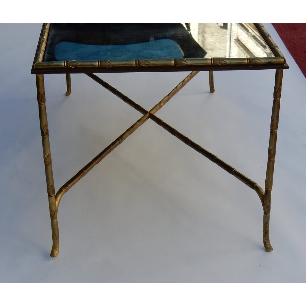 1970′ Table Basse Décor Bambou Maison Baguès
