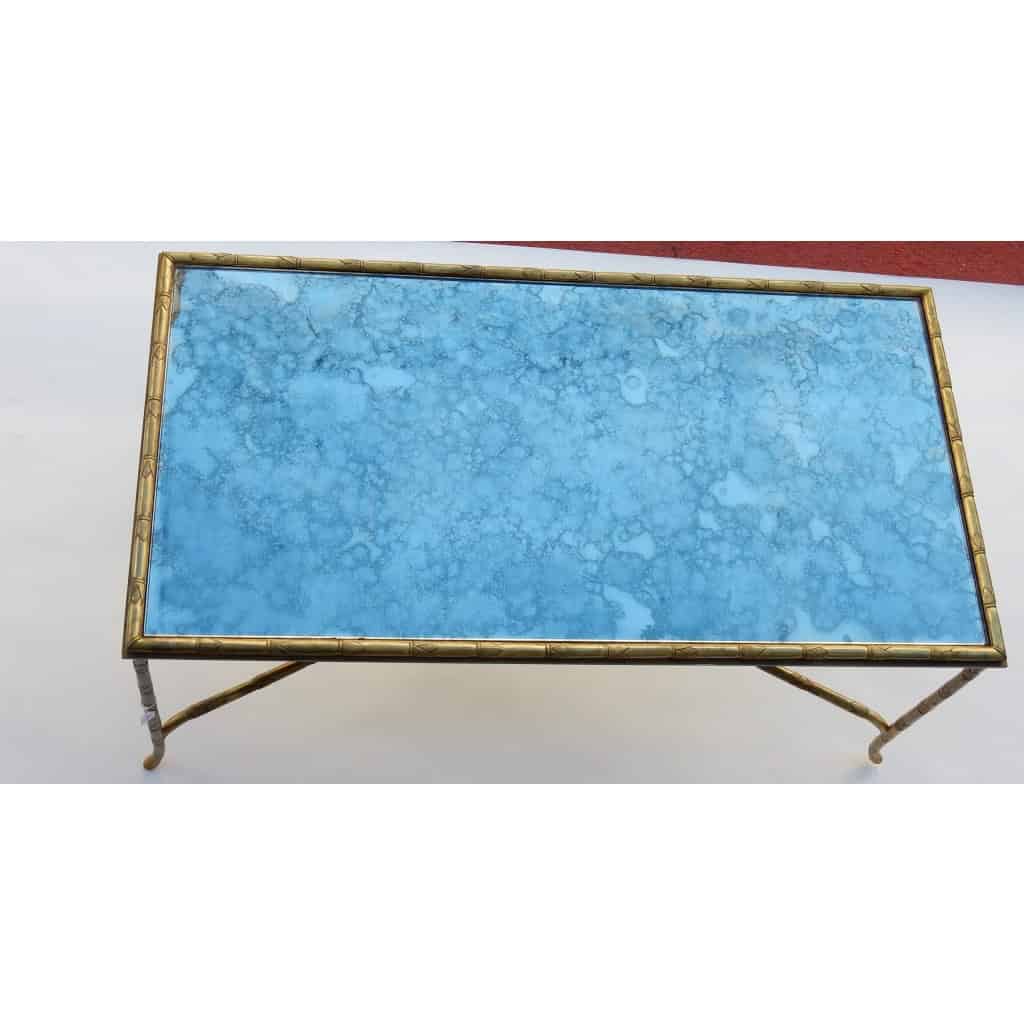 1970′ Table Basse Décor Bambou Maison Baguès
