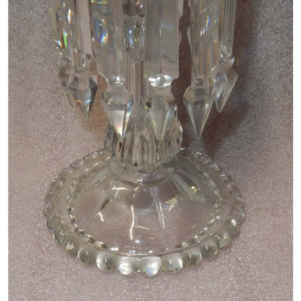 1950/70 Paire de Bougeoirs En Cristal Baccarat Signés Avec Photophores