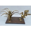 1970′ Table Basse Pélican Et Roseau En Bronze De Christian Techoueyres