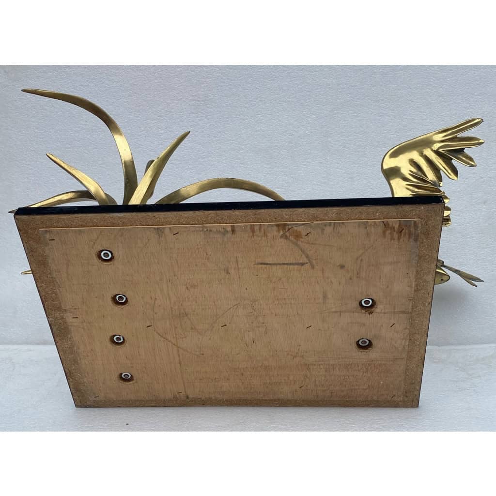 1970′ Table Basse Pélican Et Roseau En Bronze De Christian Techoueyres