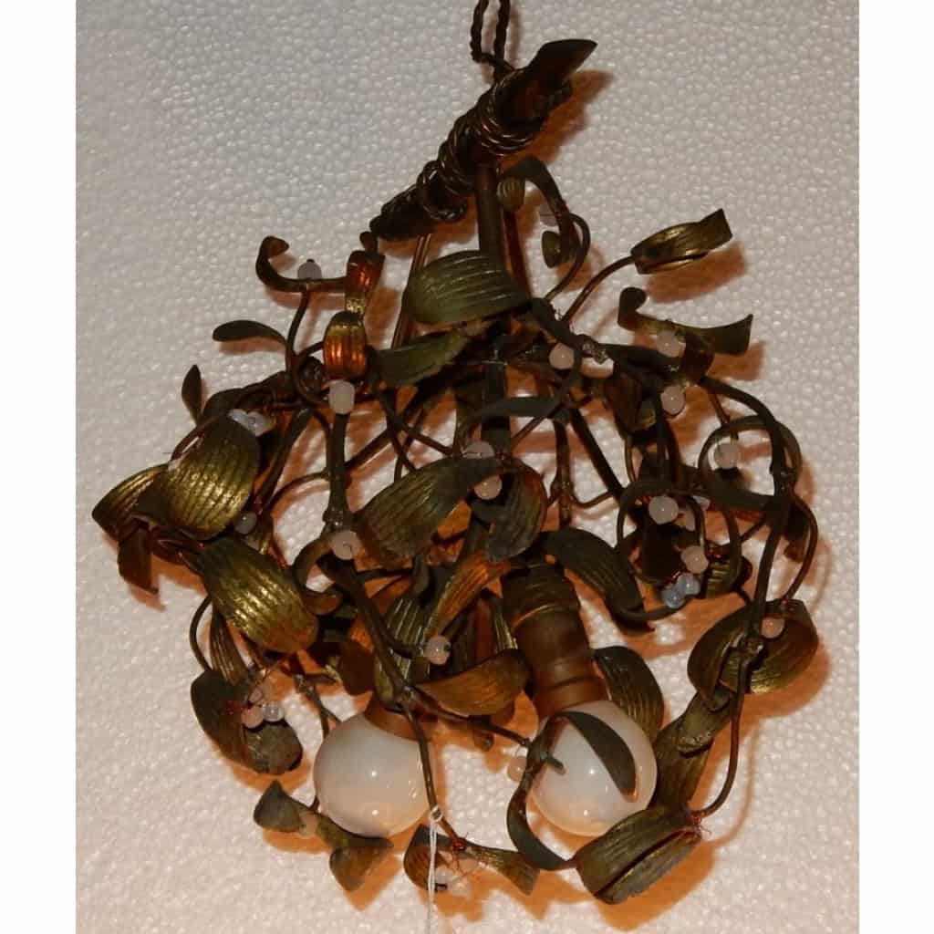1900′ Lustre Boule de Gui en Bronze Art Nouveau a 5 Lampes | Biron 1900′ Lustre Boule de Gui en Bronze Art Nouveau a 5 Lampes