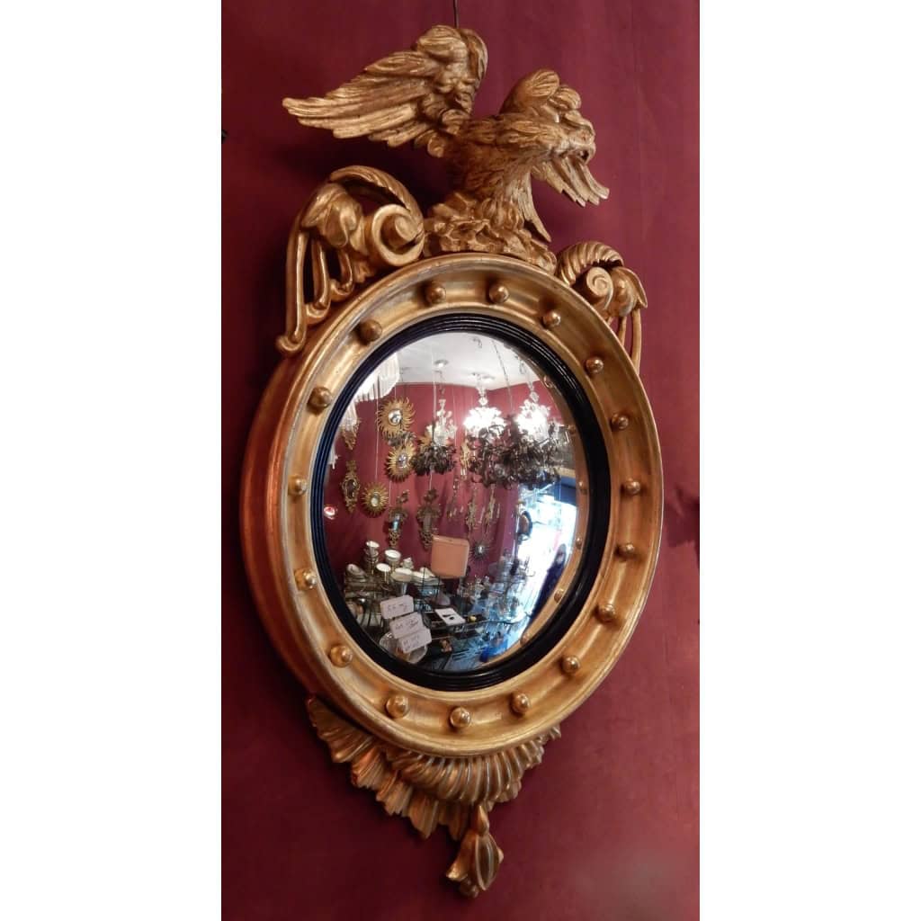 1880/1900′ Miroir Convexe à l’Aigle, Bois Doré | Biron 1880/1900′ Miroir Convexe à l’Aigle, Bois Doré