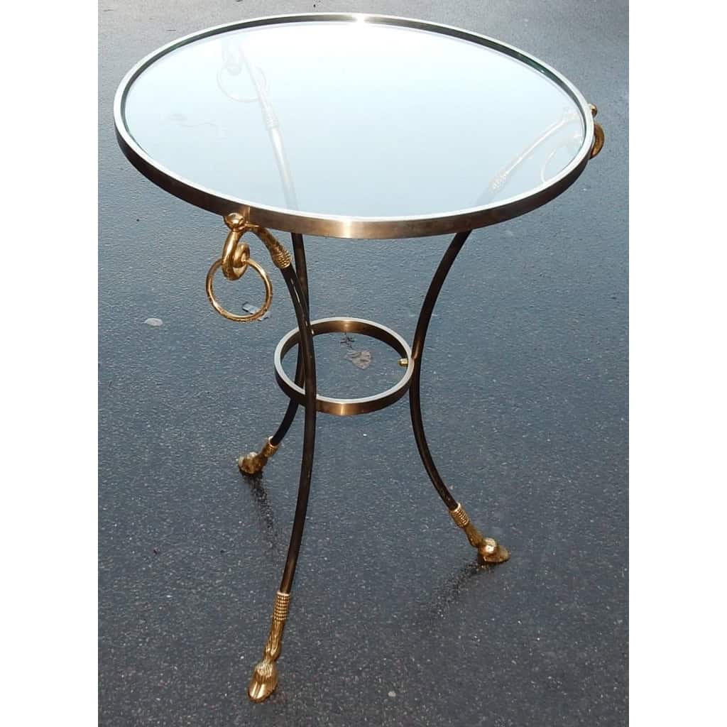 1970/80′ Guéridon Bronze Doré et Argenté Plateau Verre Maison Charles | Biron |||||||