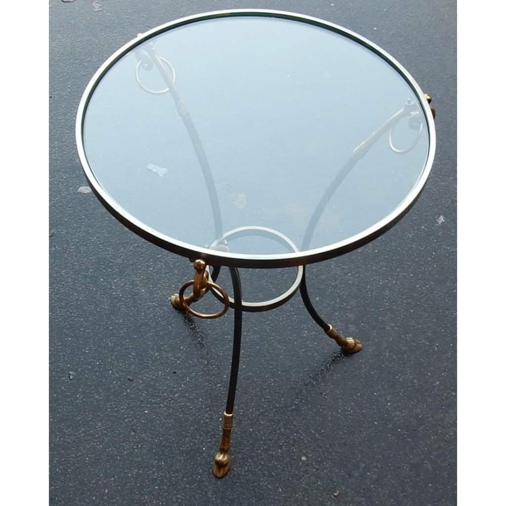 1970/80′ Guéridon Bronze Doré et Argenté Plateau Verre Maison Charles | Biron 1970/80′ Guéridon Bronze Doré et Argenté Plateau Verre Maison Charles