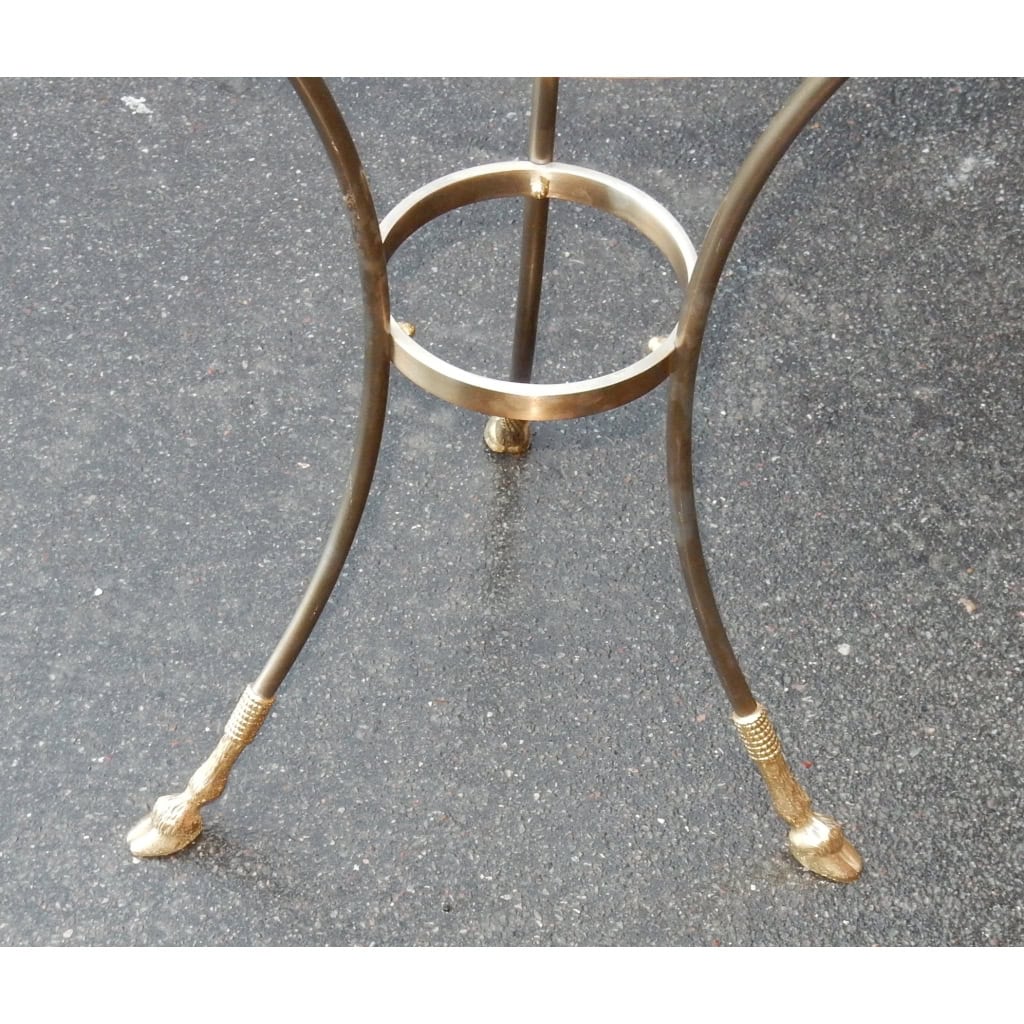 1970/80′ Guéridon Bronze Doré et Argenté Plateau Verre Maison Charles | Biron 1970/80′ Guéridon Bronze Doré et Argenté Plateau Verre Maison Charles