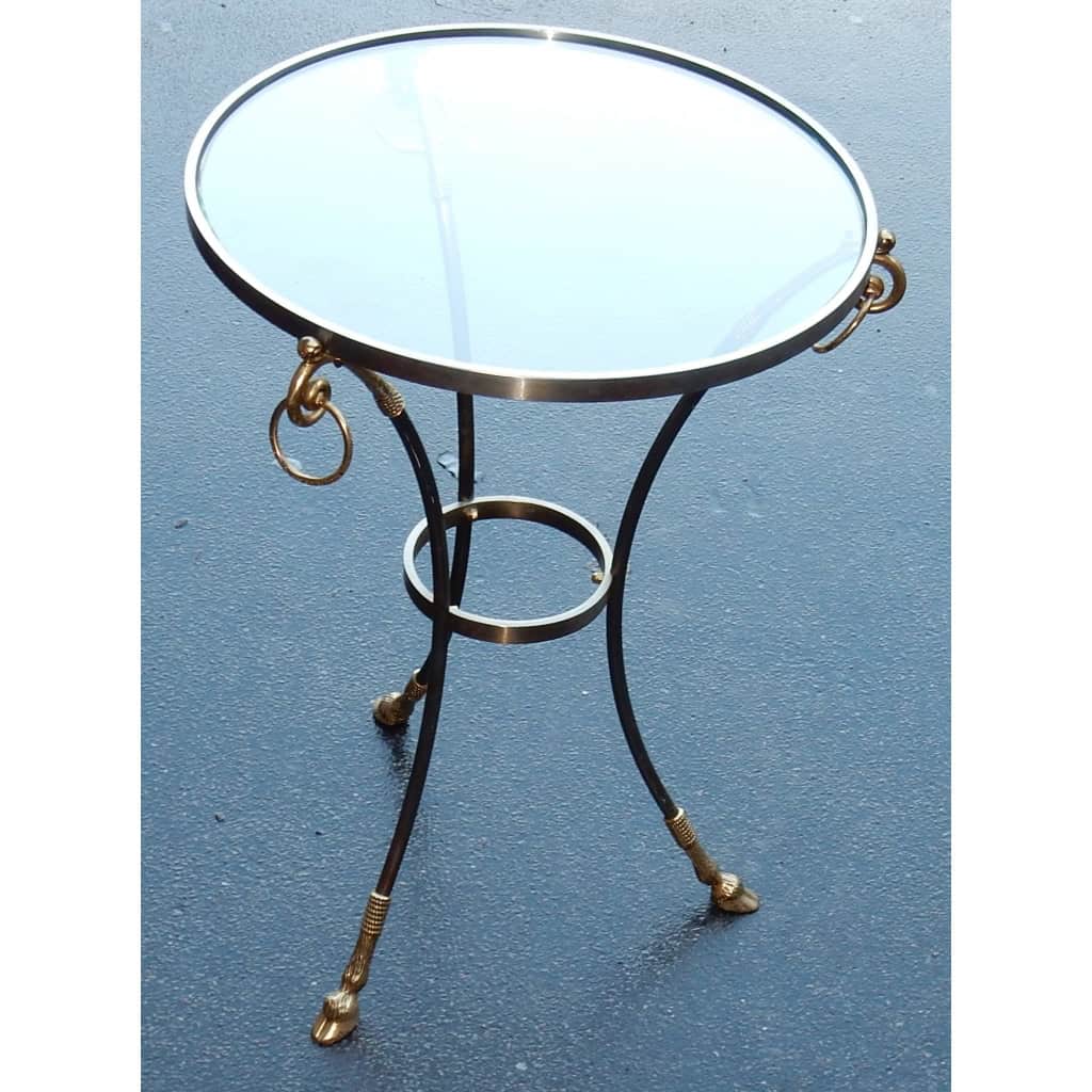 1970/80′ Guéridon Bronze Doré et Argenté Plateau Verre Maison Charles | Biron 1970/80′ Guéridon Bronze Doré et Argenté Plateau Verre Maison Charles