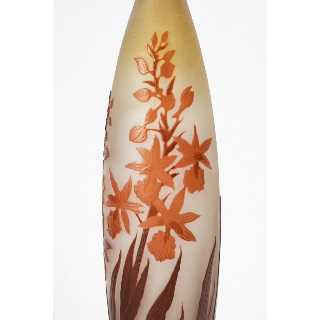 émile Gallé – Grand Vase Aux Crocosmia Oranges Et Rouges, Pâte De Verre Art Nouveau | Biron émile Gallé - Grand Vase Aux Crocosmia Oranges Et Rouges, Pâte De Verre Art Nouveau
