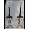 1950/70 Paire De Lampes DLG Maison Jansen, Laiton et Marbre Vert De Mer