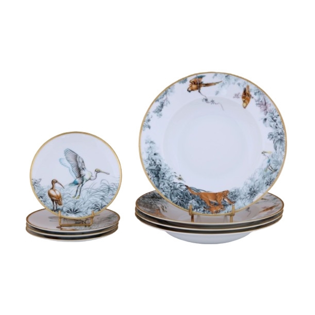 HERMES -« Carnets d’Equateur » 8 assiettes | Biron HERMES -"Carnets d'Equateur » 8 assiettes