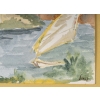 Dessin à l’aquarelle sur papier de Evelyne Luez représentant une paysage d’Egypte avec des voiliers, 1960-80. | Biron Dessin à l’aquarelle sur papier de Evelyne Luez représentant une paysage d’Egypte avec des voiliers, 1960-80.