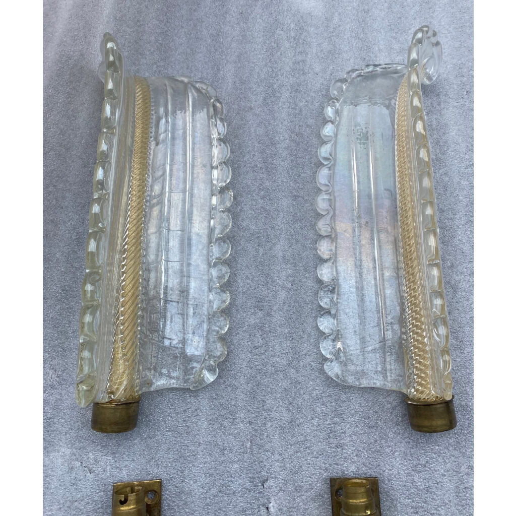 1950/70 Paire D’Appliques Style BAROVIER & TOSO Ou Véronèse Pour Arbus en Cristal de Murano | Biron 1950/70 Paire D’Appliques Style BAROVIER & TOSO Ou Véronèse Pour Arbus en Cristal de Murano