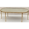 1970′ Table Basse Maison Charles Forme Ovale, Jansen Ou Baguès Décor Palmier en Bronze Doré avec Plateaux Miroirs Vieillis | Biron ||||||||||