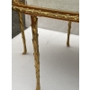 1970′ Table Basse Maison Charles Forme Ovale, Jansen Ou Baguès Décor Palmier en Bronze Doré avec Plateaux Miroirs Vieillis | Biron 1970′ Table Basse Maison Charles Forme Ovale, Jansen Ou Baguès Décor Palmier en Bronze Doré avec Plateaux Miroirs Vieillis