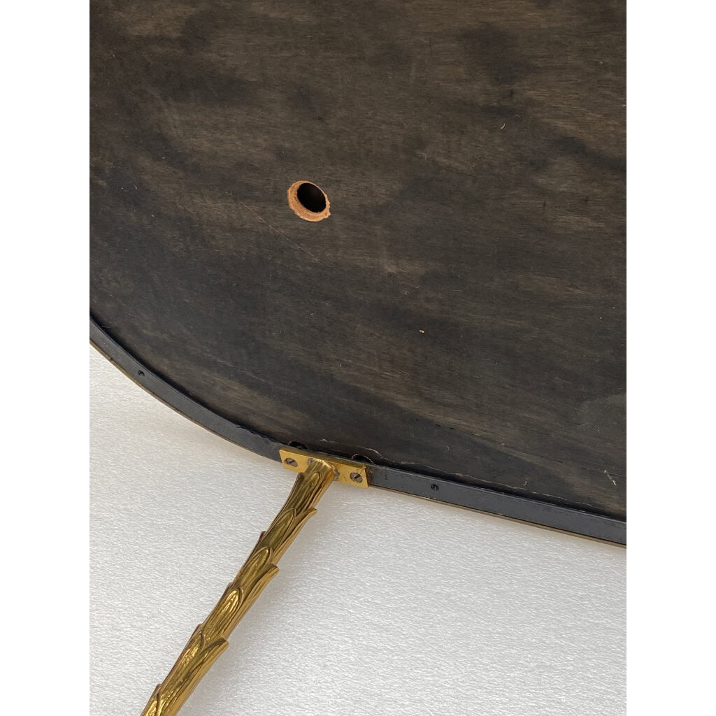 1970′ Table Basse Maison Charles Forme Ovale, Jansen Ou Baguès Décor Palmier en Bronze Doré avec Plateaux Miroirs Vieillis | Biron 1970′ Table Basse Maison Charles Forme Ovale, Jansen Ou Baguès Décor Palmier en Bronze Doré avec Plateaux Miroirs Vieillis