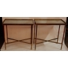 1950/70′ Paire de Bouts de Canapés Bronze, Plateaux Miroirs Oxydés Avec Galeries Style Maison Ramsay Avec Entretoise 10