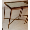 1950/70′ Paire de Bouts de Canapés Bronze, Plateaux Miroirs Oxydés Avec Galeries Style Maison Ramsay Avec Entretoise 11