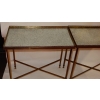 1950/70′ Paire de Bouts de Canapés Bronze, Plateaux Miroirs Oxydés Avec Galeries Style Maison Ramsay Avec Entretoise 15
