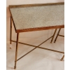 1950/70′ Paire de Bouts de Canapés Bronze, Plateaux Miroirs Oxydés Avec Galeries Style Maison Ramsay Avec Entretoise 17