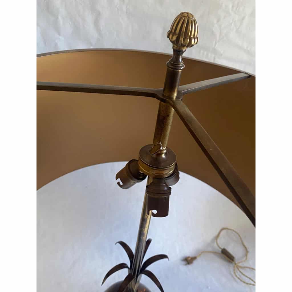 1950/70 Paire de Lampes en Bronze et Oeuf en Resine Fractable Signée Charles