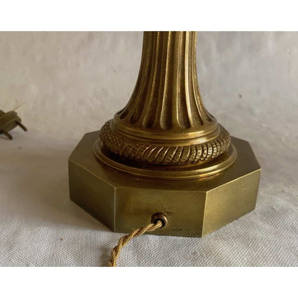 1950/70 Paire de Lampes en Bronze et Oeuf en Resine Fractable Signée Charles
