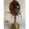 1950/70 Paire de Lampes en Bronze et Oeuf en Resine Fractable Signée Charles