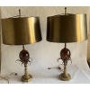 1950/70 Paire de Lampes en Bronze et Oeuf en Resine Fractable Signée Charles