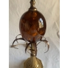 1950/70 Paire de Lampes en Bronze et Oeuf en Resine Fractable Signée Charles