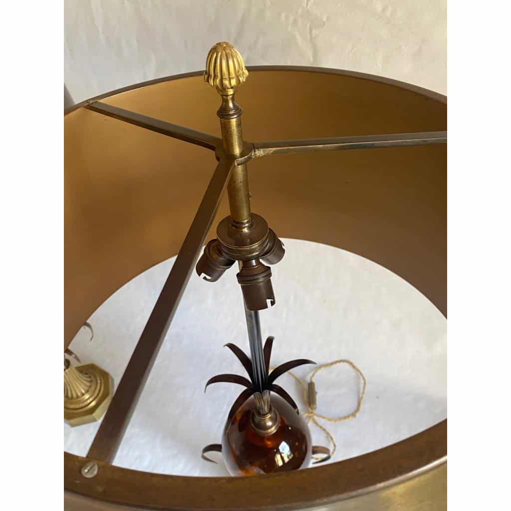 1950/70 Paire de Lampes en Bronze et Oeuf en Resine Fractable Signée Charles