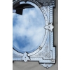 Miroir Venise aux Angles en Débord à Fronton Tain Mercure avec Fleurs Gravées et Supports de Pose 12