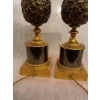 1950/70 Paire De Lampes à l’Ananas en Bronze Maison Charles Non Signées VENDU | Biron 1950/70 Paire De Lampes à l’Ananas en Bronze Maison Charles Non Signées