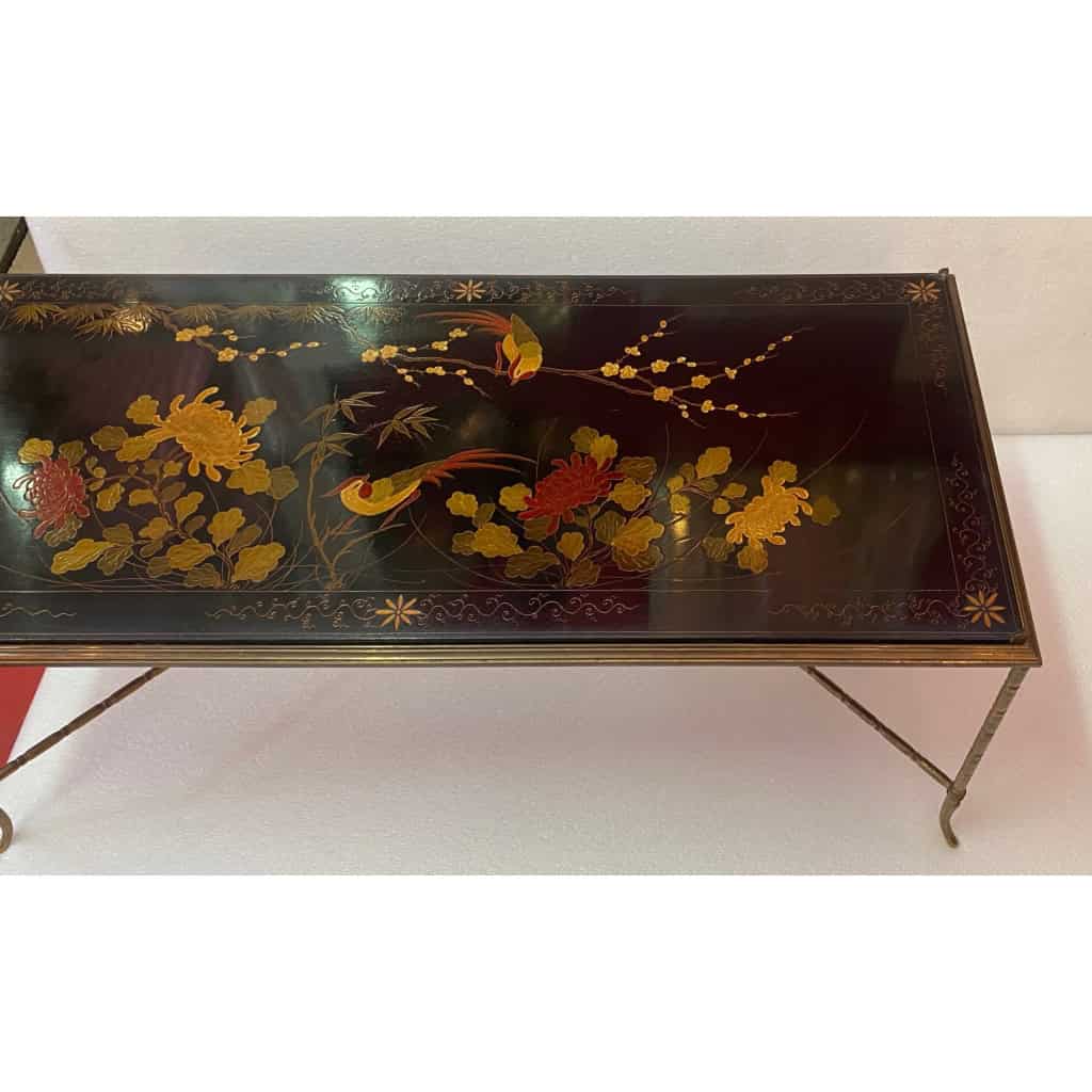 1970′ Table Basse Style Baguès Laque de Chine
