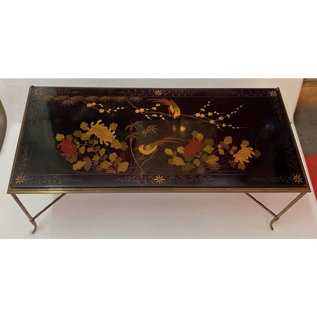 1970′ Table Basse Style Baguès Laque de Chine