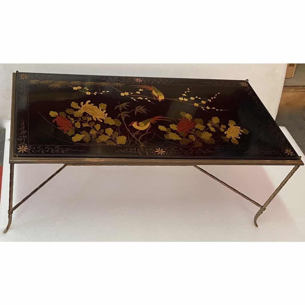 1970′ Table Basse Style Baguès Laque de Chine