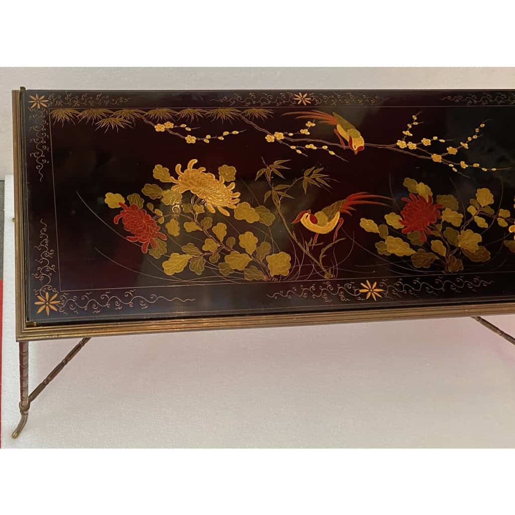 1970′ Table Basse Style Baguès Laque de Chine