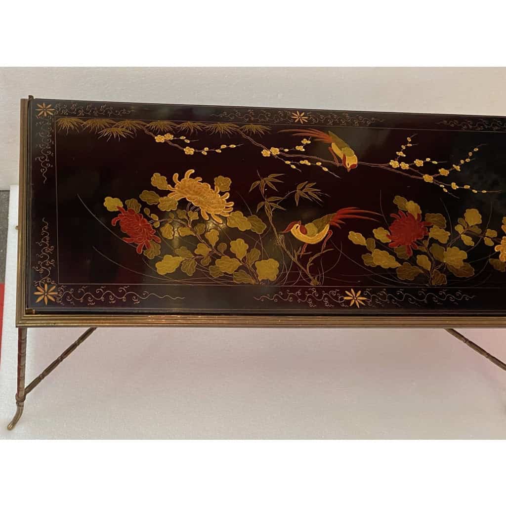 1970′ Table Basse Style Baguès Laque de Chine