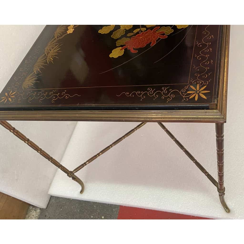1970′ Table Basse Style Baguès Laque de Chine