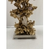 1970′ Lampe Décor Corail en Bronze Doré et Amethyste Et Cristal De Roche Signée Boeltz