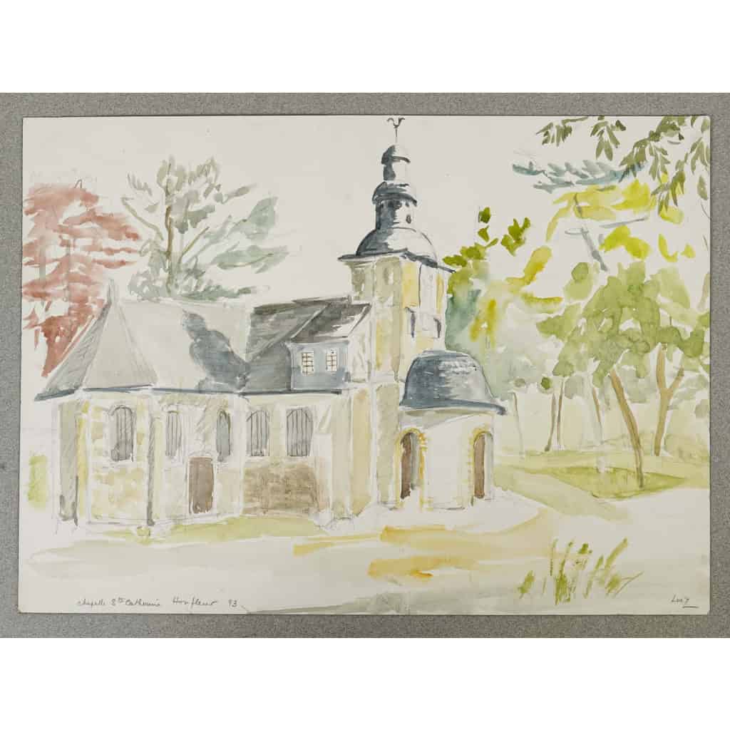 Aquarelle sur papier de Evelyne Luez, XXème siècle. | Biron ||||||||