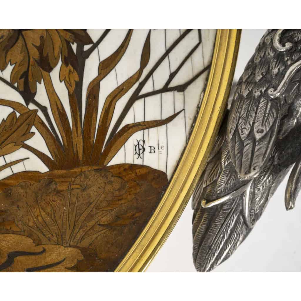 Alphonse Giroux Et Duvinage, Grande Coupe Japonisante Aux hérons En Marqueterie Et Cloisonné | Biron Alphonse Giroux Et Duvinage, Grande Coupe Japonisante Aux hérons En Marqueterie Et Cloisonné