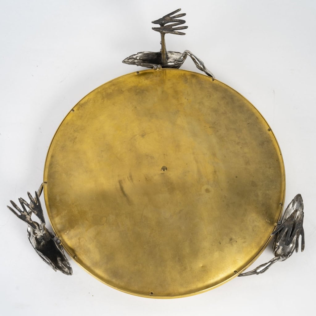 Alphonse Giroux Et Duvinage, Grande Coupe Japonisante Aux hérons En Marqueterie Et Cloisonné | Biron Alphonse Giroux Et Duvinage, Grande Coupe Japonisante Aux hérons En Marqueterie Et Cloisonné